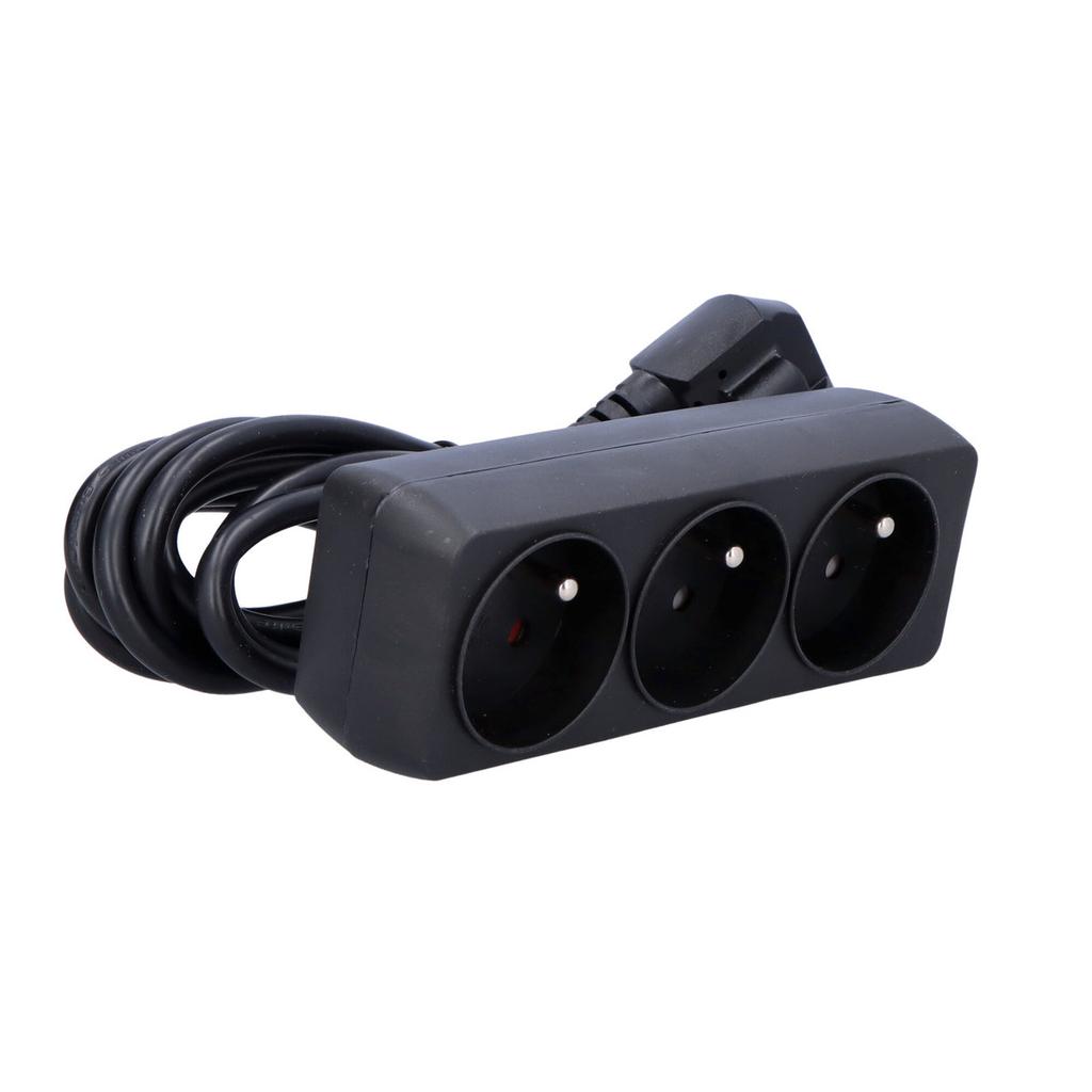 ONNLINE 3-socket extension cord, black, 3
