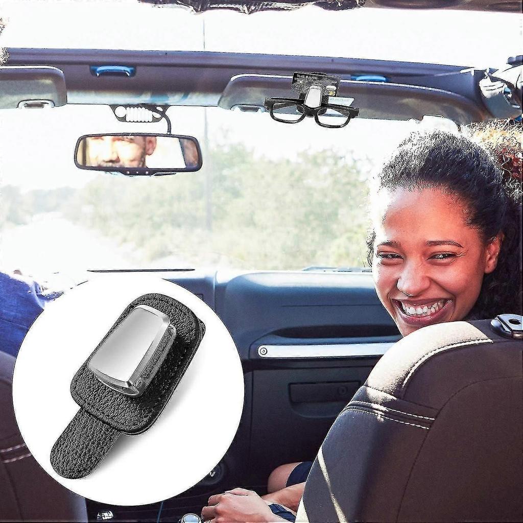2 Packs Car Glasses Holder Universal Car Visor Sunglasses Holder Clip Leather Glasses Hanger and Tic