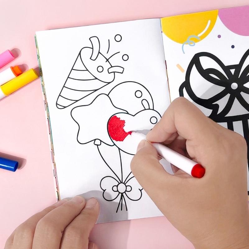 Birthday Theme Coloring Book Painting Book Foil Art Craft Set Graffiti Picture Drawing Book for Creative Painting