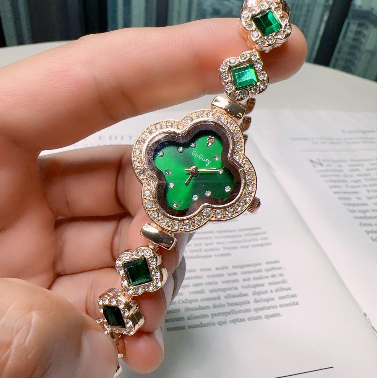 

Элегантные женские кварцевые часы, украшенные стразами, с дизайном в виде четырехлистного клевера