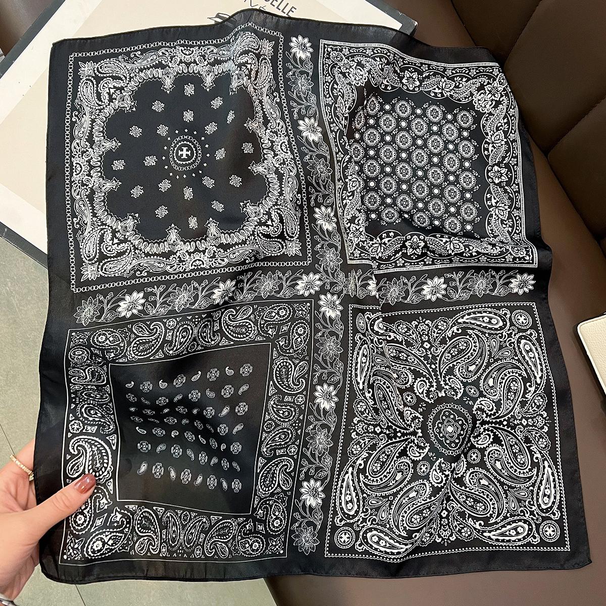 

Большой Красный Ретро Стиль Кашемировый Цветочный Шелк Шарф Женский Тутовый Шелк Тонкий Весенне-Летний Маленький Квадратный Шарф Повязка на Голову 53cm