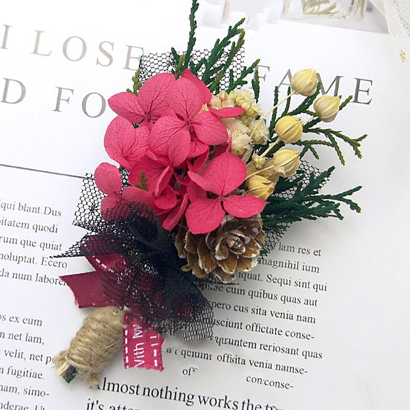 Small Fresh Immortal Flower Dried Flower Corsage Wedding Groom Bride Wedding Corsage Real Flower Creative Wedding Supplies