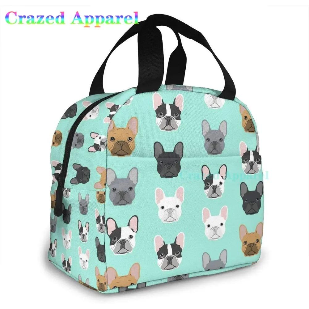 French Bulldog Cute Dog Insulated Lunch Bag Portable Thermal Cooler Box Reusable Picnic Tote Bento Bag for Men Women Kids