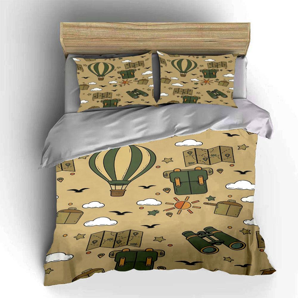 Green Hot Air Balloons. Bedding Sets Duvet Cover Sets Duvet Covers Pillowcases(1 * Duvet Cover 2 * Pillowcases Without Duvet Insert)