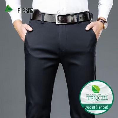 Shanshan Men's Tencel Blend Business Casual Wrinkle-Resistant Pants
