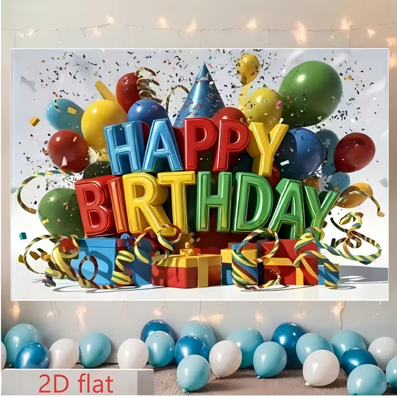 2D Colorful Happy Birthday Backdrop for Kids & Toddler Birthday Parties