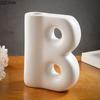 Creative Letter B Shape Resin Vase Minimalist Plant Pots Table Decoration Flower Arrangement Floral Vase Room Aesthetic Decor