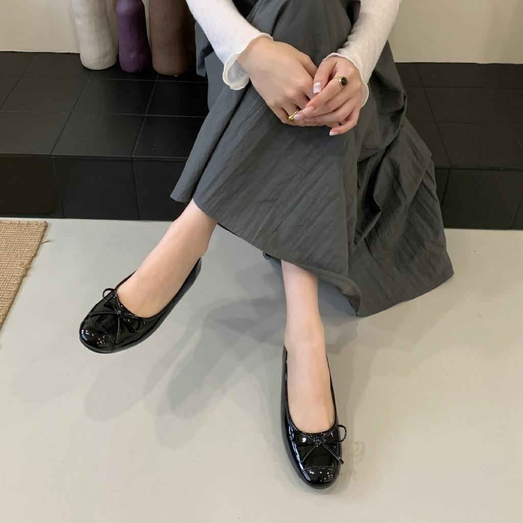 2025 new autumn suede round head inner sloping heel suede bow versatile niche evening breeze shallow mouth women's single shoes