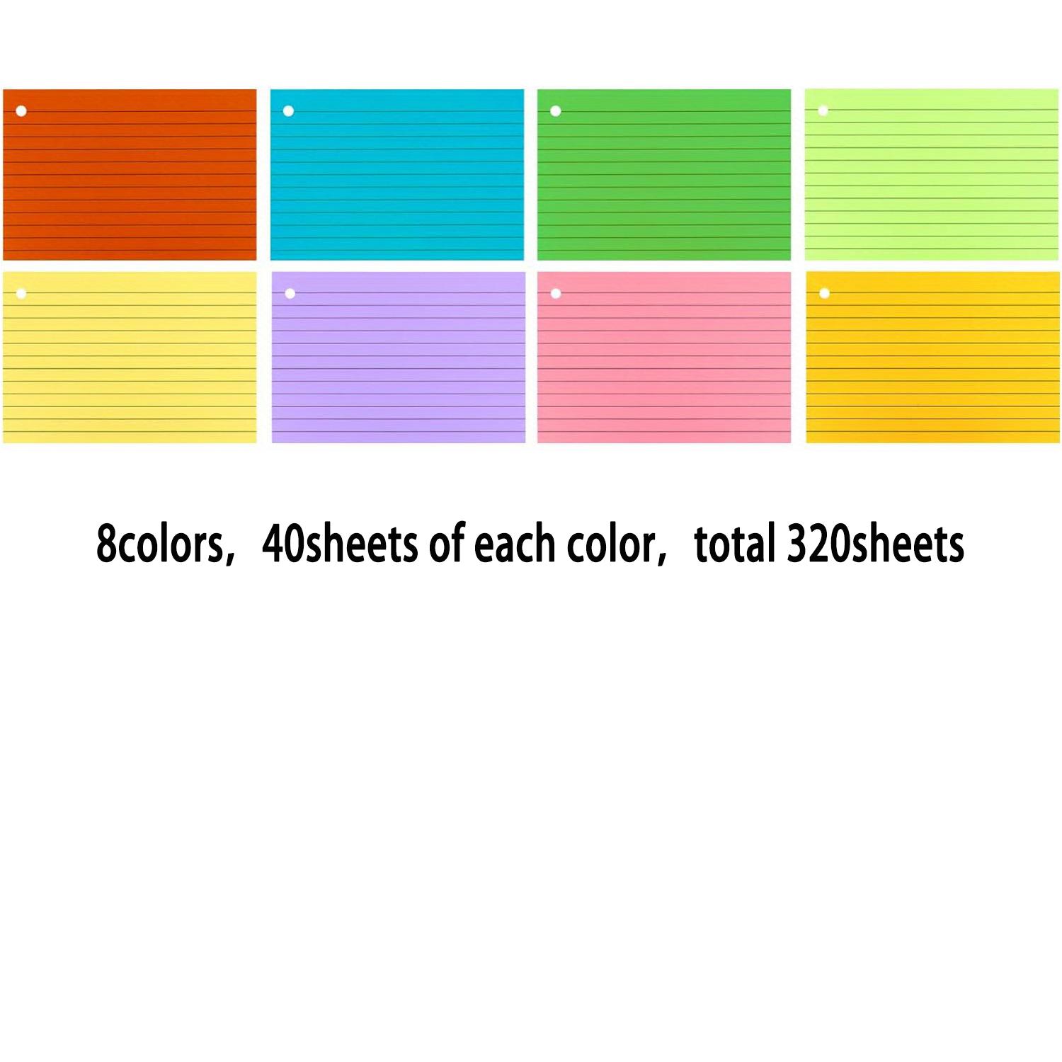 

320 листов флеш-карт 3 X 5 дюймов, цветные карточки с кольцом, для обучения в школе и использования в офисе, 8 цветов