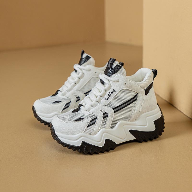 2025 nové zvýšené s tlustou podrážkou univerzální prodyšné ležérní "dad" boty klínový podpatek šněrovací vysoké sandály síťované boty dámské boty