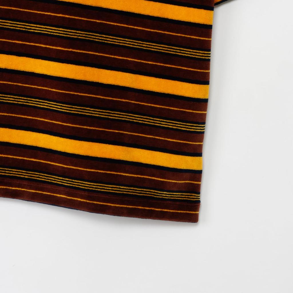 Champion Short Sleeve Crew Neck Relax Fit Striped Brown x Women's T-Shirt, Yellow, CW-B305