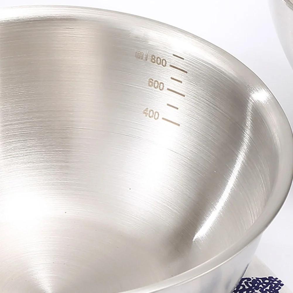 3 Pcs Stainless Steel Bowl 19x19x5cm Mixing Bowl With Measurement Marks Cooking 0.8L/1.2L/2L Kitchen Tableware Salad Bowls