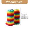 Flauschige Stiefelmanschetten Beinstulpen für Damen Vintage Regenbogen Bunt Gestreift Flauschig Plüsch Beinabdeckung Knielange Socken