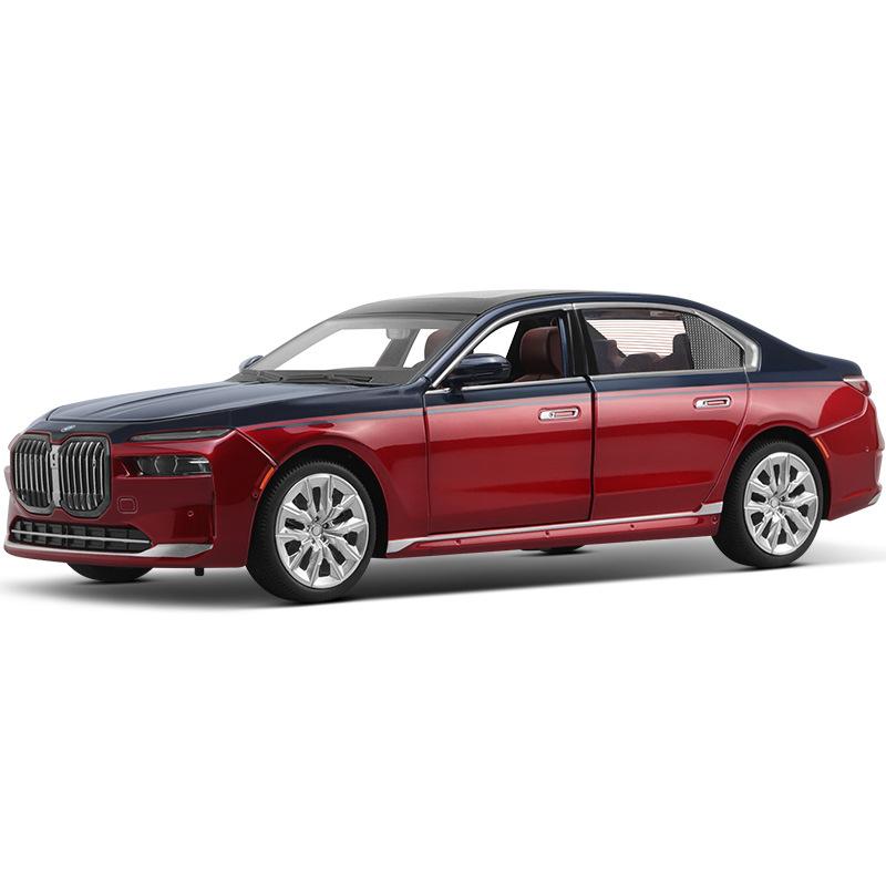 1/24 Scale BMW THE I7 G70 M70L Pure Electric New Energy Limousine Alloy Metal Diecast Car Model Sound & Light Ornaments Gift Child