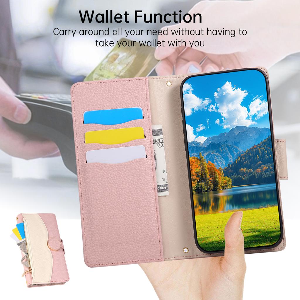 Magnetic Crossbody Lichee Pattern Cards Solt Wallet Leather Phone Case For iPhone 17 Pro Max 16 Plus 15 14 13 Long Lanyard Cover
