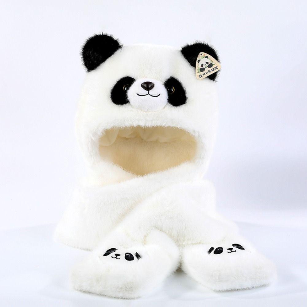 Soft Panda Plush Neck Pillow Simulation Panda Plush Hat Panda Plush Hand Puppet  Parent-child