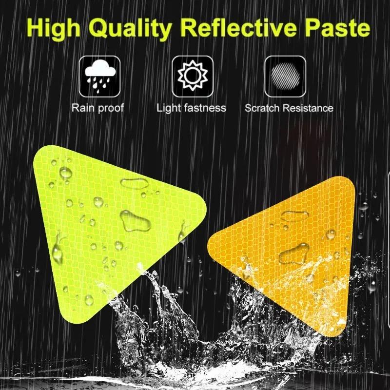 1-10Pcs Reflective Stickers Night Light Safety and Warning Triangle Reflector Rear Light Sign Strips Auto Exterior Accessories