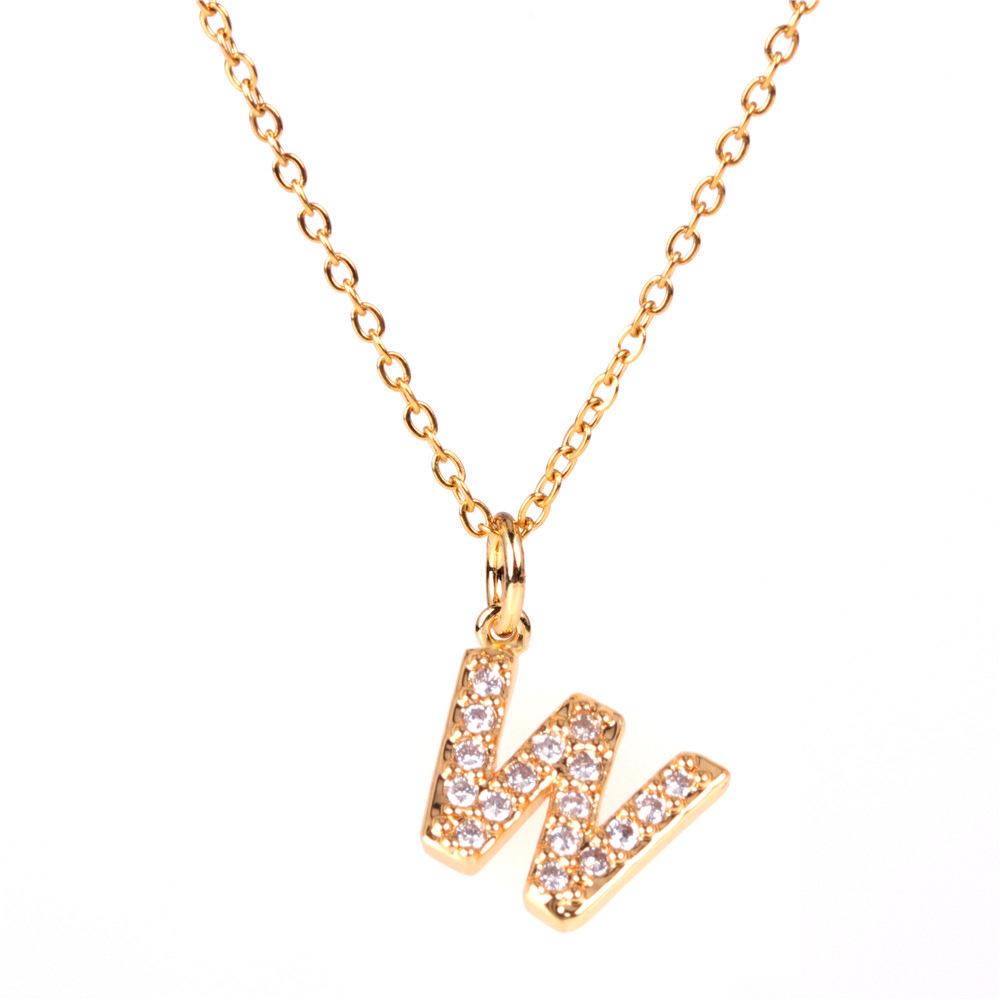 New Diamond Clavicle Necklace with 26 Alphabet Pendants - Stylish European and American Jewelry