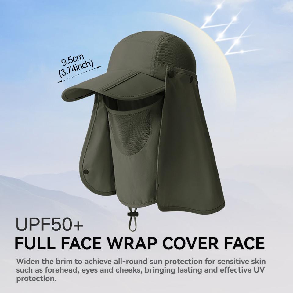 1Pcs UPF50+ Sun Hat Breathable Sweat-Absorbent Face Cover Foldable Brim Water-Resistant Full Face Sun Protection Cycling