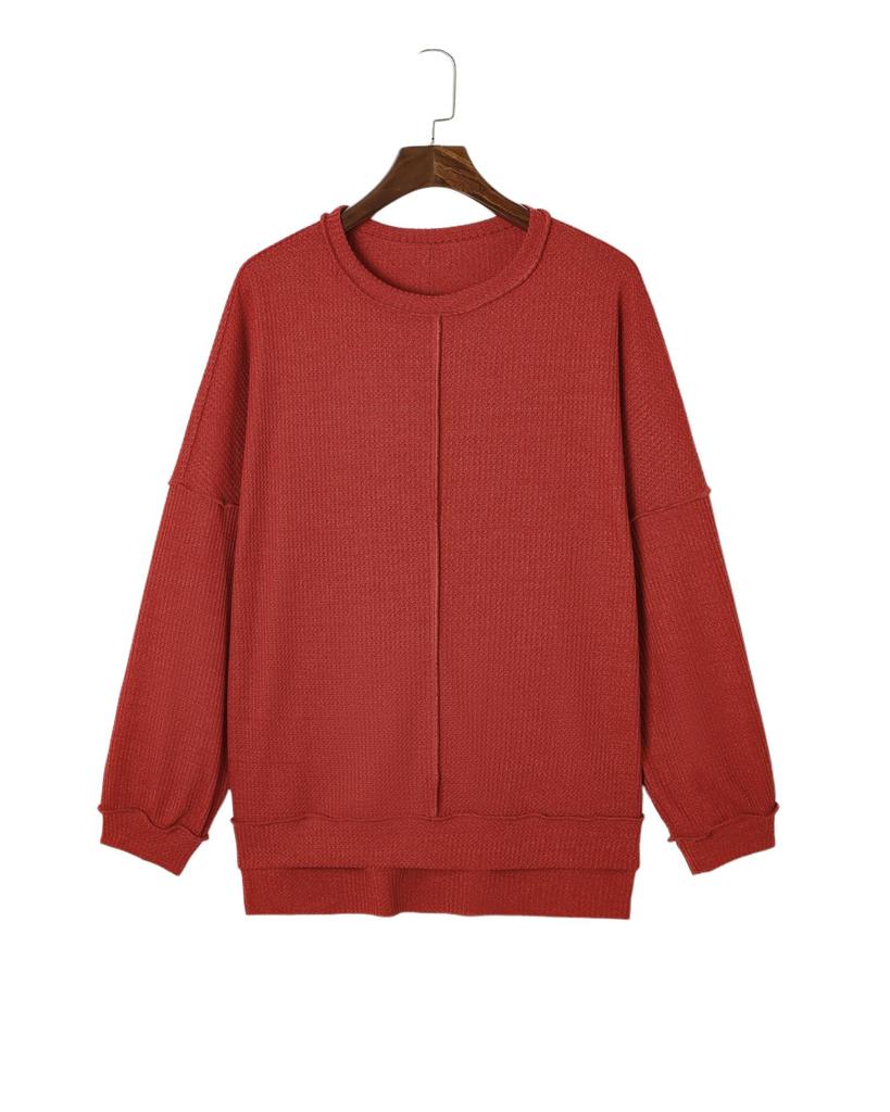 Azura Exchange Zlatý plamen Odhalený šev Detail Vaflový úplet Nadměrná velikost Top