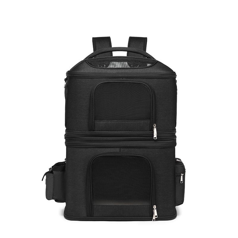 Double-Layer Portable Pet Backpack for Two Cats, Large Capacity, Breathable, Detachable & Foldable for Travel
