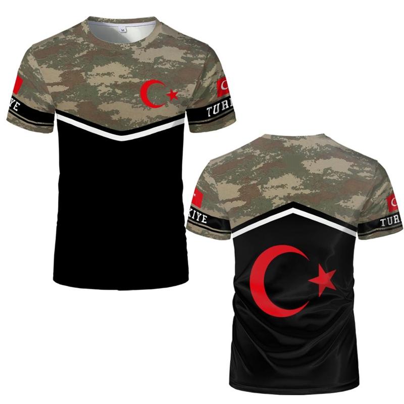 Türkiye Flag 3D Printed T-shirt Türkiye Style Pattern Men's Top Summer Fashion Football Short Sleeve Sweatshirt
