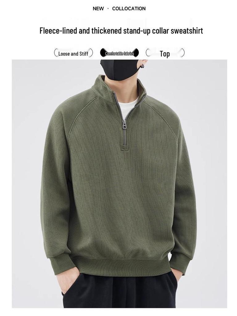 Men's Trendy Half-Zip Hoodie, Stand Collar Pullover for Spring, Autumn, Winter 2025