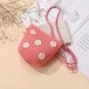Fashion Small Daisy Kids Straw Bag Shell Shape Woven Shoulder Bag Handmade Handbag for Children Girls