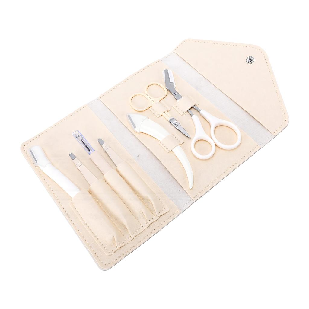 7pcs Eyebrow Trimmer Kit with Storage Bag Pimple Press Tweezers Professional Portable Eyebrow Shaping Set for Home