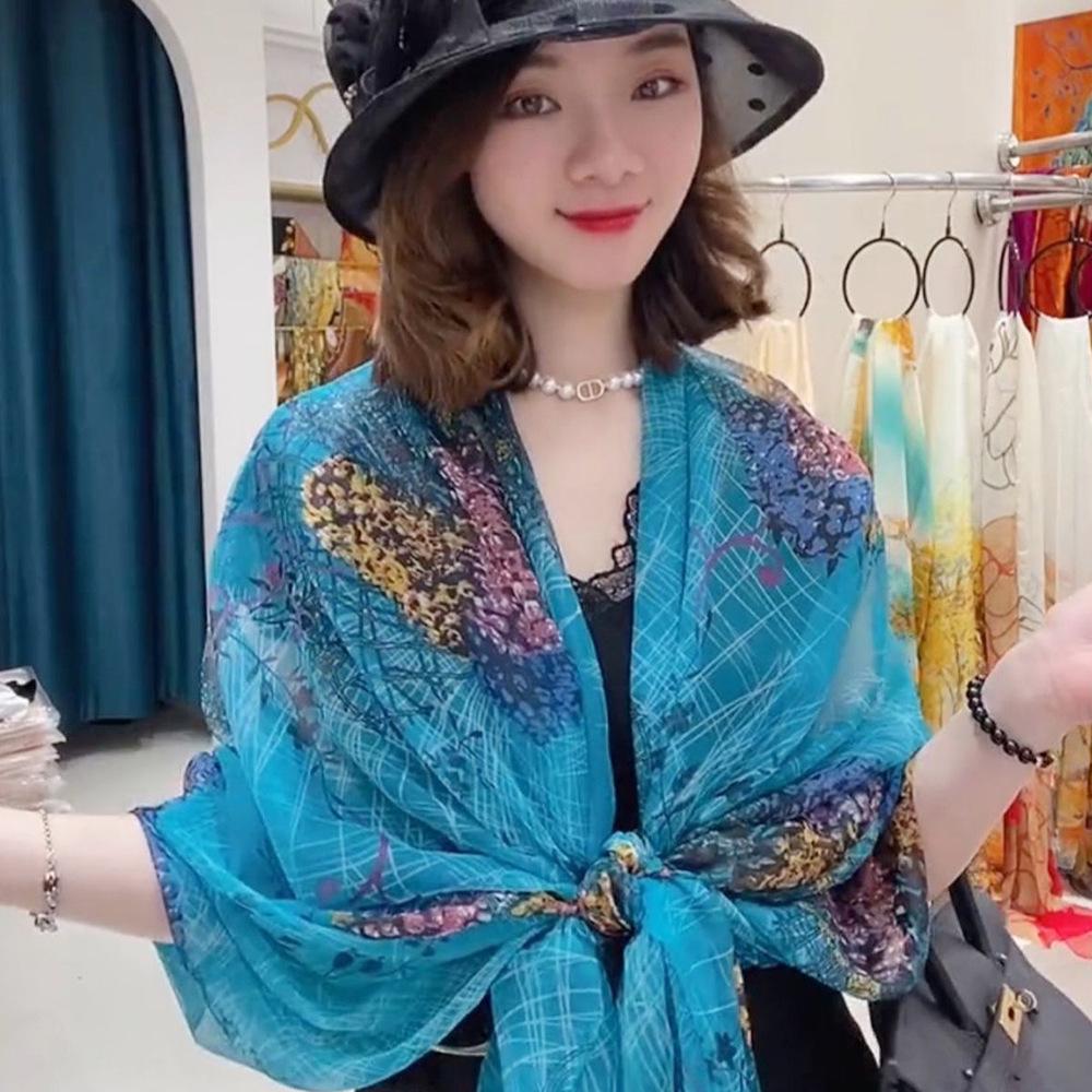 Spring Silk Sunscreen Scarf: Lightweight Women's Shawl for Outdoor Travel & Beach