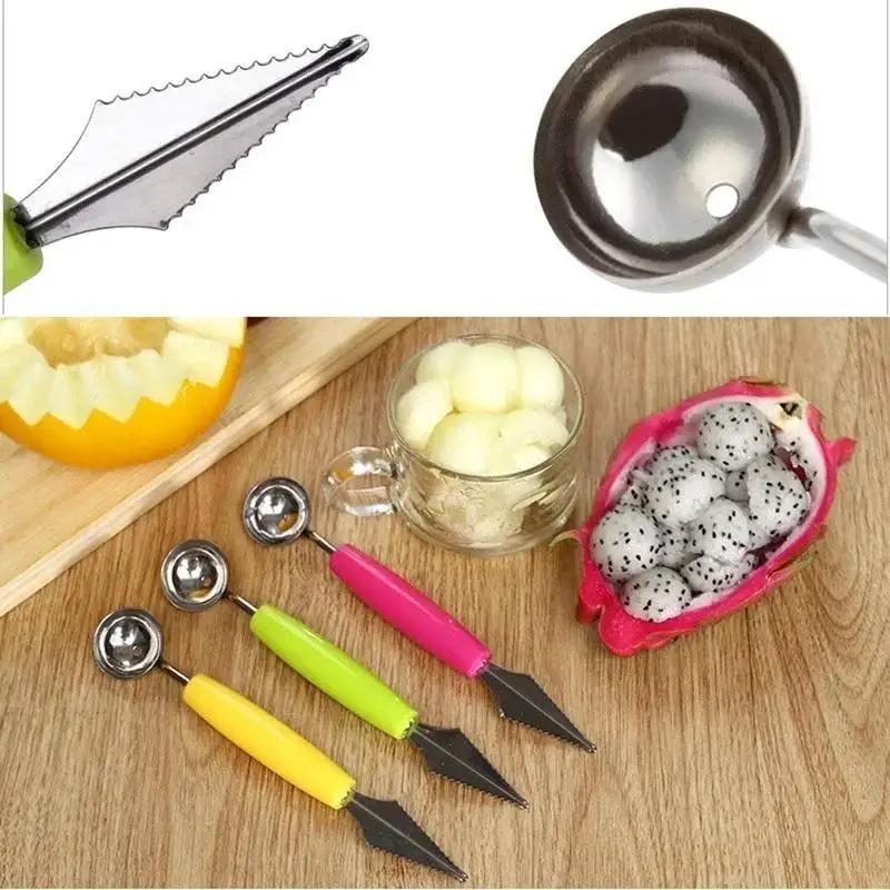 Stainless Steel Fruit Digger Cut Watermelon Artifact Ball Ice Cream Round Spoon Carving Knife Kitchen Convenience Small Tools