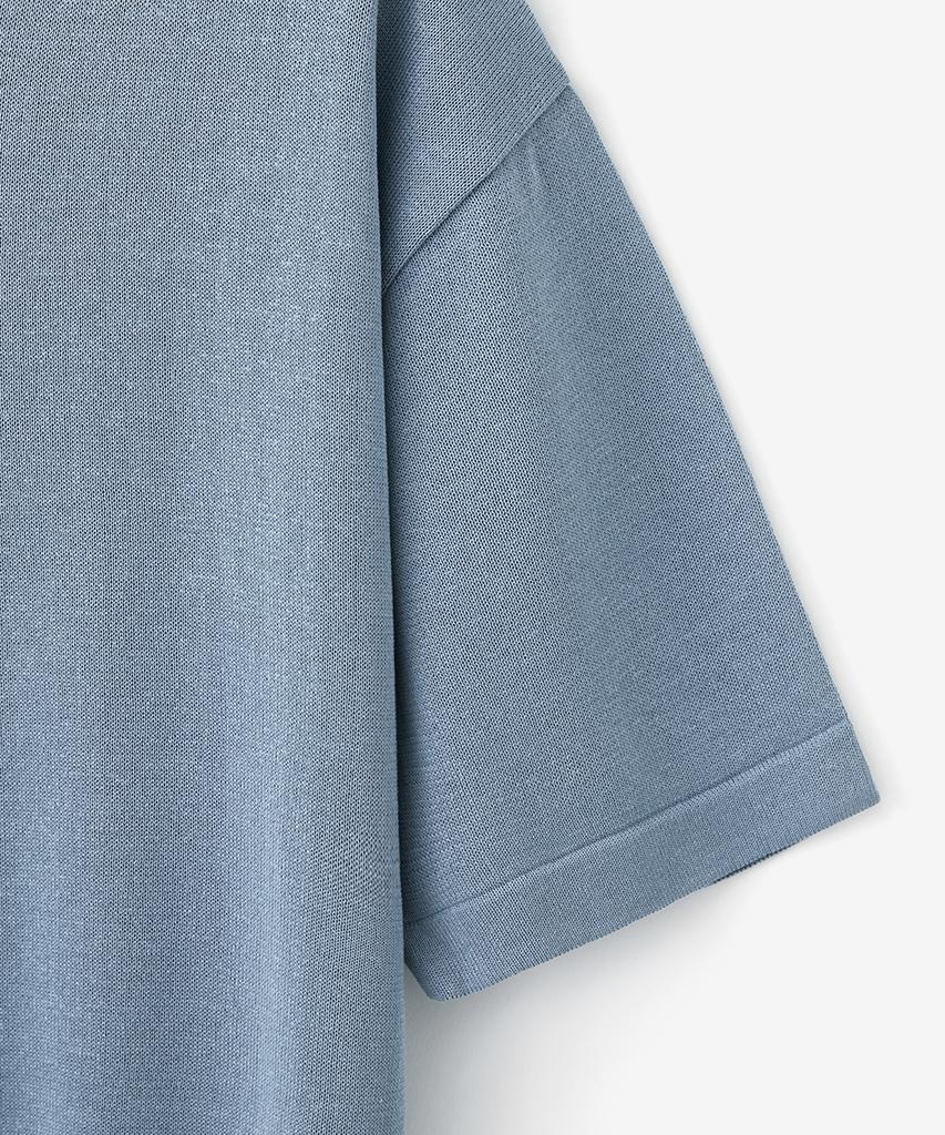 BLOND9 Cool Essential Round Neck Short Sleeve Knit_Blue Gray