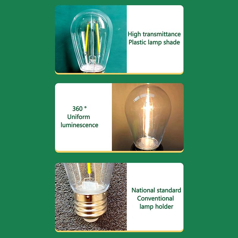 S14 Plastics Led Bulb E27/E26 3V 120V Warm White 2W 1W Shatterproof Lamp Bulbs For String Light Christmas Decoration