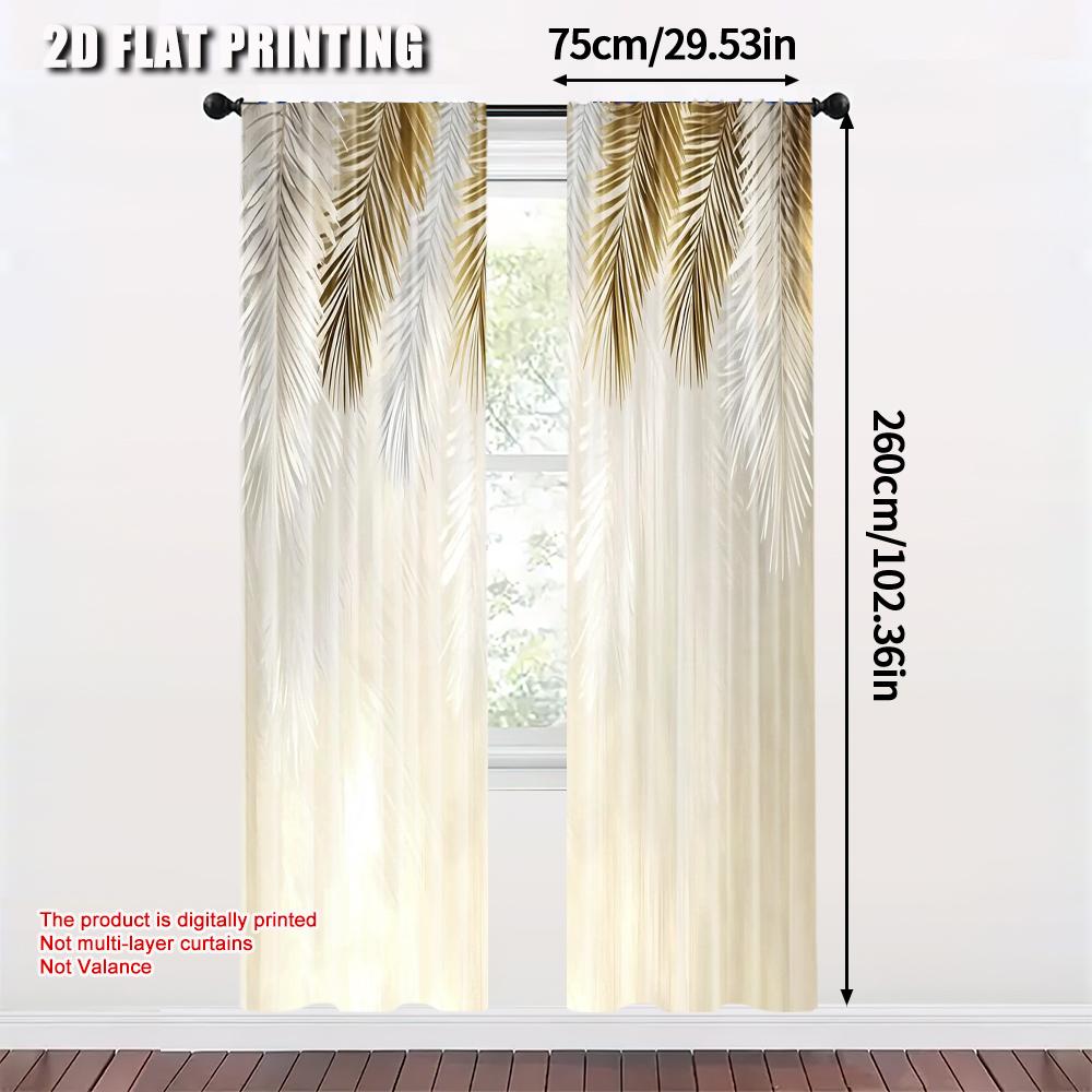 2 Stück 2D-Ebene Druck Vorhänge Rollos Gelbes Feder Muster Vielseitiger Stoff (ohne Stange) Heimdekoration für die Küche