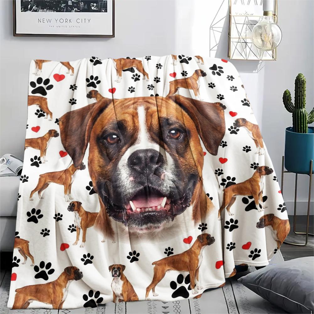 1PC Cute Pet Puppy Print Flannel Blanket, High quality All Seasons, Home Decor, Warmth and Comfort, Perfect for Christmas Gifts