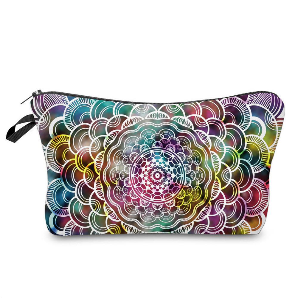 Mandala Makeup Bag Printed Multi Functional Portable Travel Storage Pouch Wash