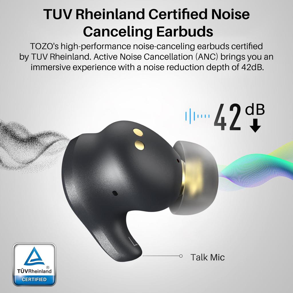 TOZO Golden X1 Wireless Bluetooth Multipoint EQ Dedicated App OrigX LDAC Noise True Wireless IPX6 Balanced Armature Driver Hybrid Dynamic Black