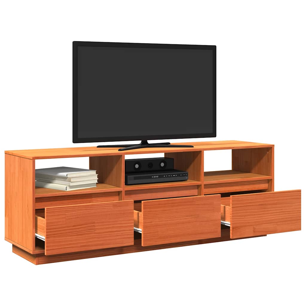 TV Stand Wax Brown 140 x 37 x 50 cm Solid Pine Wood