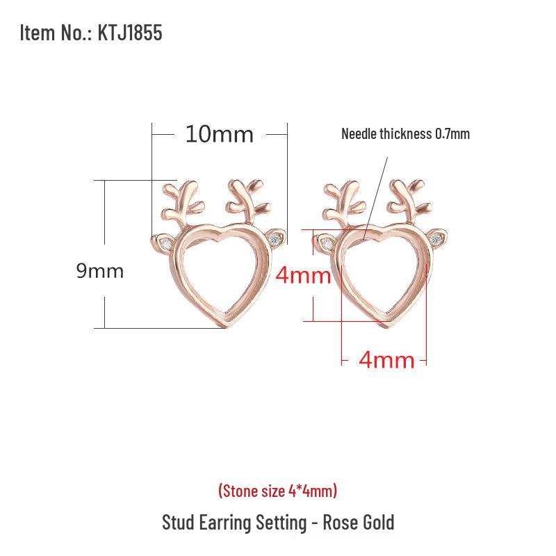 

925 Sterling Silver DIY Stud Earring Setting for Women - Goldfish, Dolphin, Reindeer Designs 925 Silver