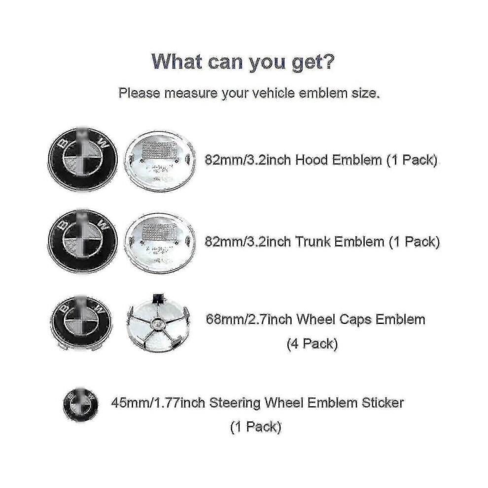 Car Emblem 7 Parts for Bm-w 82mm Emblem Bonnet And Trunk And Emblem 68mm Hubcaps And 45mm Steering Wheel Emblem