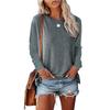 JPNTKY Women's Fashion Casual Solid Color Print O-Neck Long Sleeve Blouses & Shirts