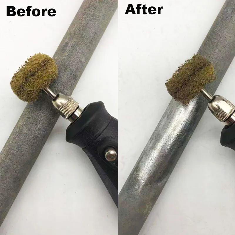 10Pcs Mini Drill Abrasive Brush Nylon Buffing Polishing Wheel with 3mm Shank for Dremel Rotary Tool Rust Remover Accessories Set