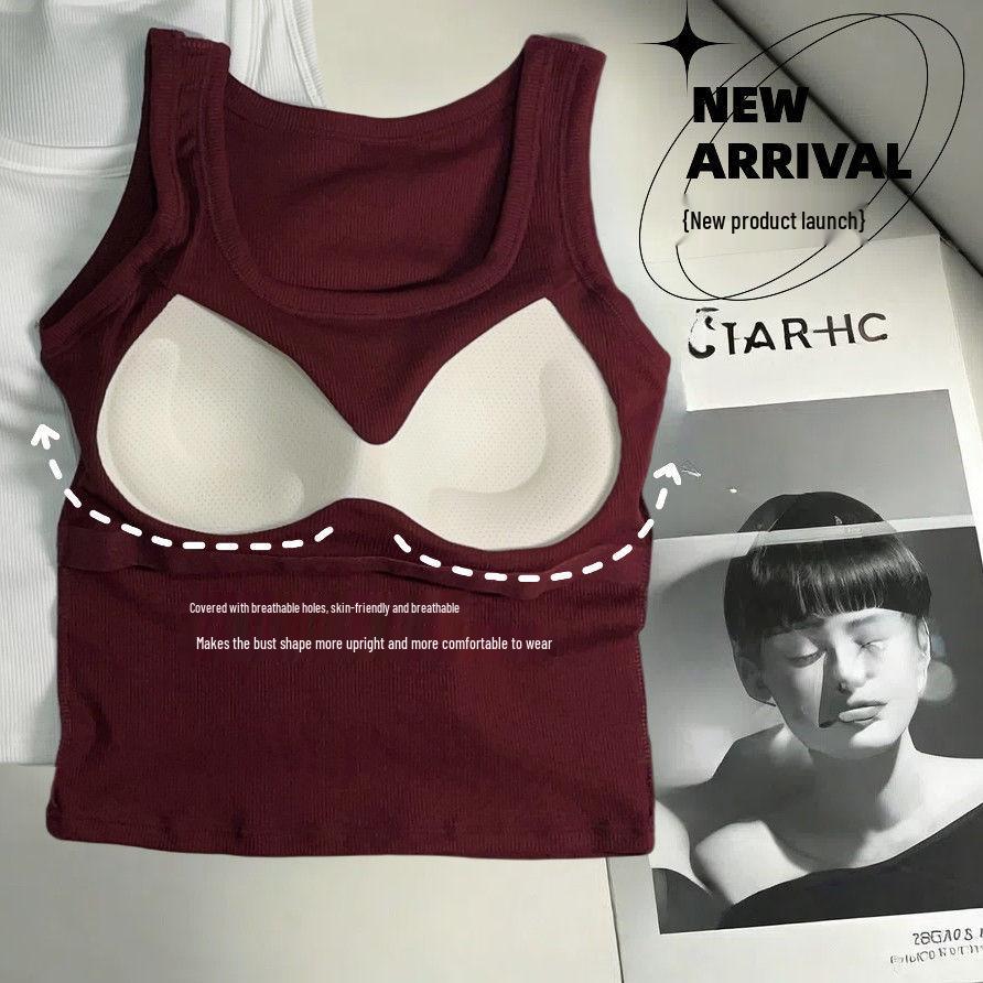 Women's I-Shaped Slim Fit Sports Tank Top with Built-In Cup