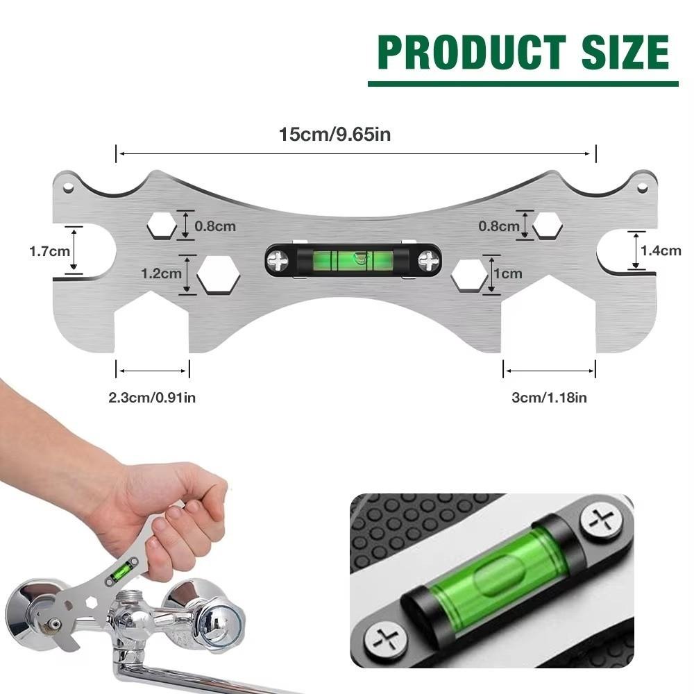 Multifunctional Level Special Wrench Stainless Steel Distance Measuring Universal Wrench Hexagonal Level Faucet Wrench