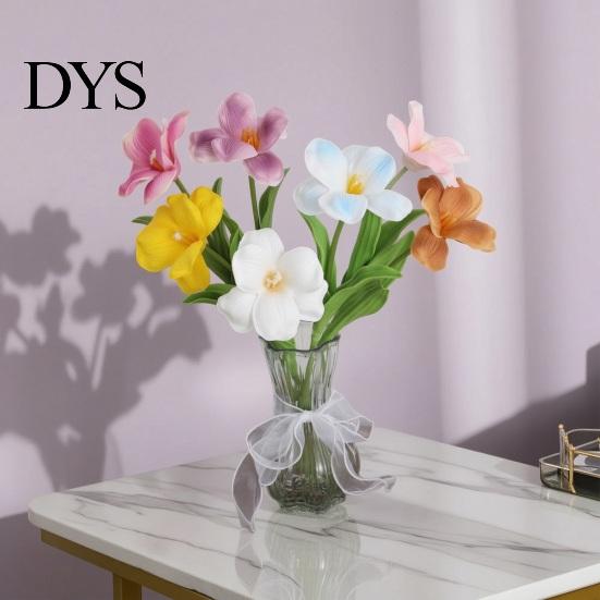 Maintenance-Free Artificial Flowers Opening Tulip with Stem, Realistic Fake Flower, Faux Bendable Stem Floral Arrangement Bloom for Wedding Party Home