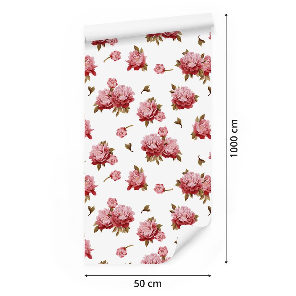 Colorful Peonies and Watercolor Wallpaper for Living Room and Bedroom 50x1000