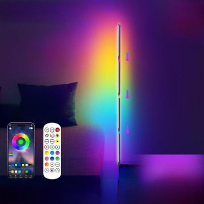 ¡Guau! Lámpara de pie Bluetooth Colorida para Sala de Estar o Dormitorio con Atmósfera Musical Controlada por Mando a Distancia, Lámpara de Esquina Nórdica.