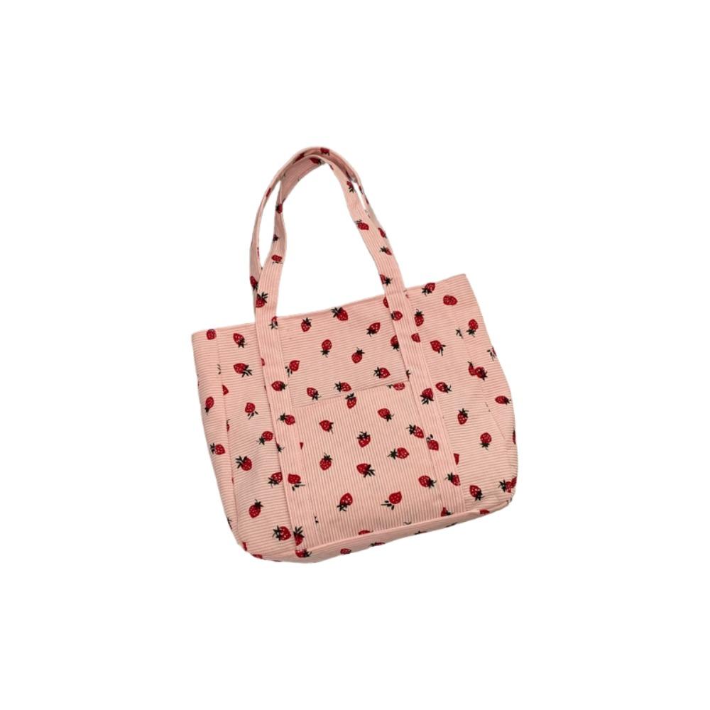 

Large Capacity Fruit Shoulder Bag Strawberry Fruit Handbag Fruit Strawberry Tote Bag Travel розовый
