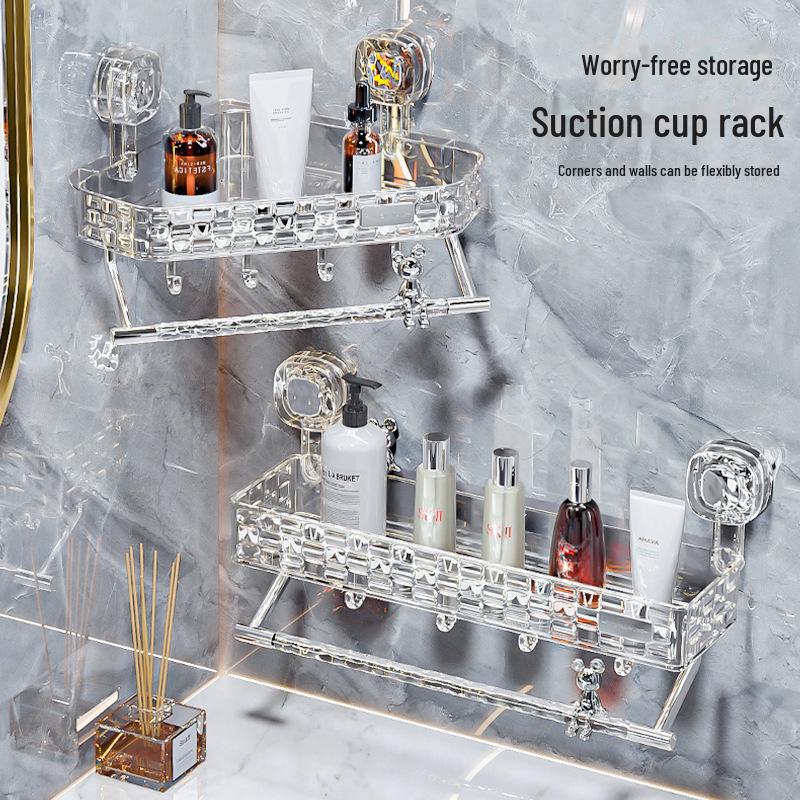 Punch-Free Bathroom Shower Storage Rack - Suction Cup Wall-Mounted Organizer