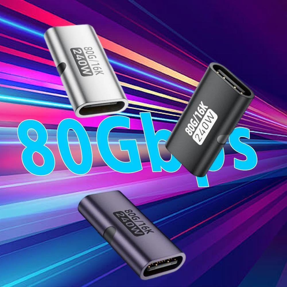240W Adapter PD USB C Female To Type C Female Adapter 80Gbps High-Speed 8K 60Hz Video Fast Charging for IPhone 15 16 17 IPad